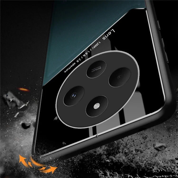 For Xiaomi Redmi 14C 4G Case Leather Coated PC+TPU Phone Back Cover