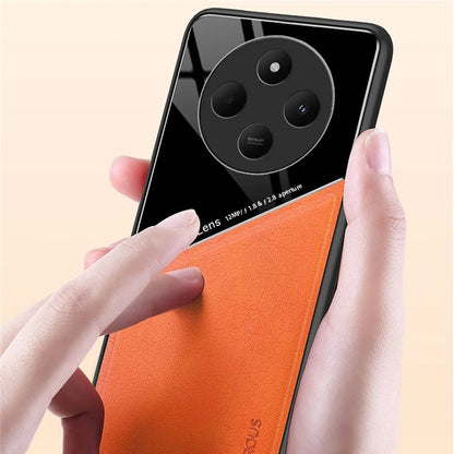 For Xiaomi Redmi 14C 4G Case Leather Coated PC+TPU Phone Back Cover