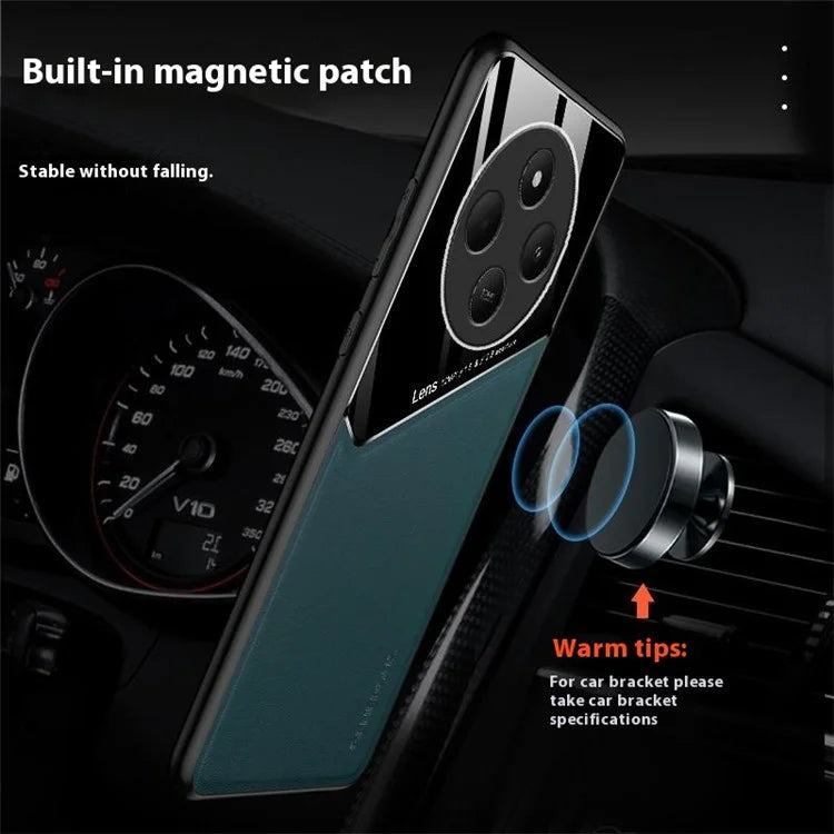 For Xiaomi Redmi 14C 4G Case Leather Coated PC+TPU Phone Back Cover