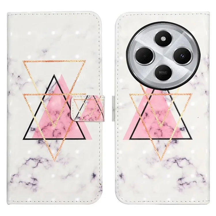 For Xiaomi Redmi 14C 4G Case 3D Creative Pattern PU Leather Stand Phone Cover