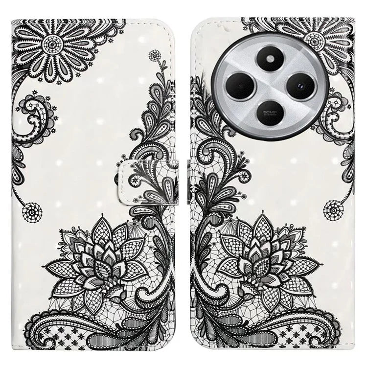 For Xiaomi Redmi 14C 4G Case 3D Creative Pattern PU Leather Stand Phone Cover