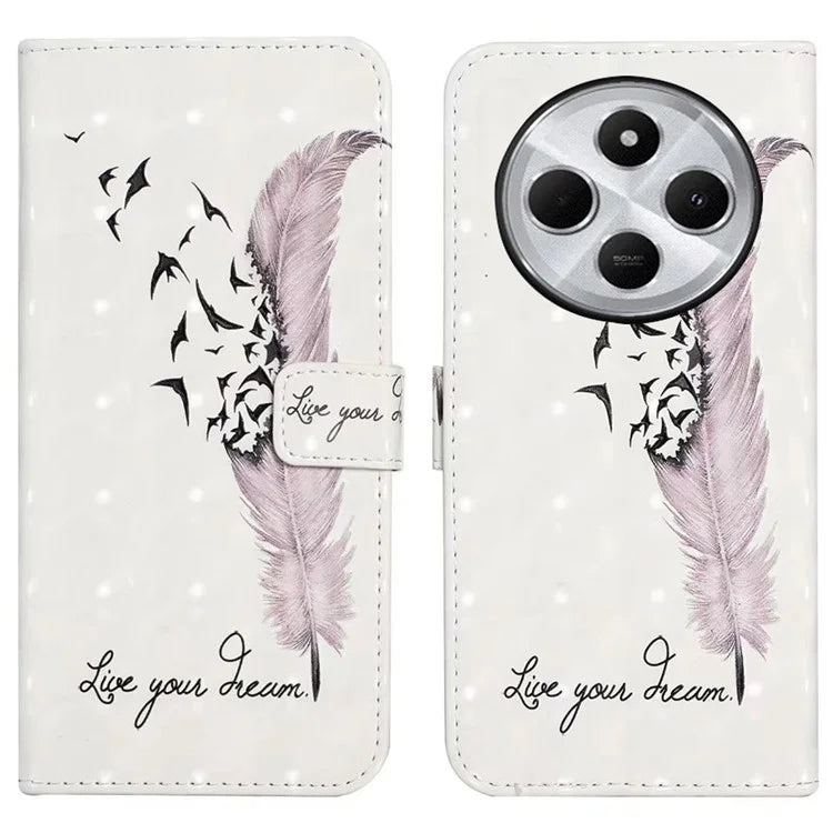 For Xiaomi Redmi 14C 4G Case 3D Creative Pattern PU Leather Stand Phone Cover