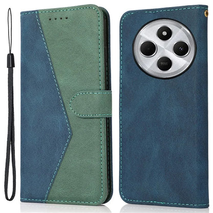 For Xiaomi Redmi 14C 4G Cover Color Splicing Wallet Stand Leather Phone Case with Wrist Strap