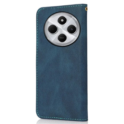 For Xiaomi Redmi 14C 4G Cover Color Splicing Wallet Stand Leather Phone Case with Wrist Strap
