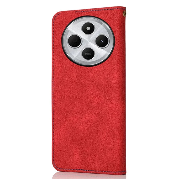 For Xiaomi Redmi 14C 4G Cover Color Splicing Wallet Stand Leather Phone Case with Wrist Strap