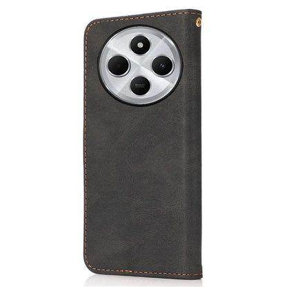 For Xiaomi Redmi 14C 4G Cover Color Splicing Wallet Stand Leather Phone Case with Wrist Strap