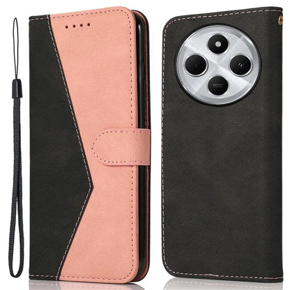 For Xiaomi Redmi 14C 4G Cover Color Splicing Wallet Stand Leather Phone Case with Wrist Strap