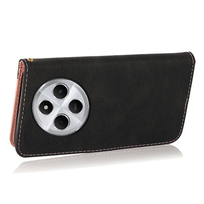 For Xiaomi Redmi 14C 4G Cover Color Splicing Wallet Stand Leather Phone Case with Wrist Strap