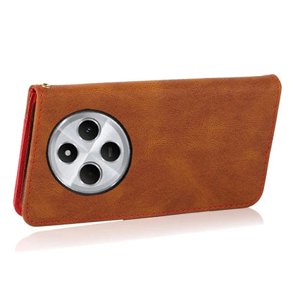 For Xiaomi Redmi 14C 4G Cover Color Splicing Wallet Stand Leather Phone Case with Wrist Strap