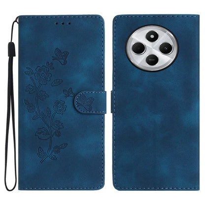 For Xiaomi Redmi 14C 4G Case Leather Imprinted Flower Phone Cover Wallet with Wrist Strap