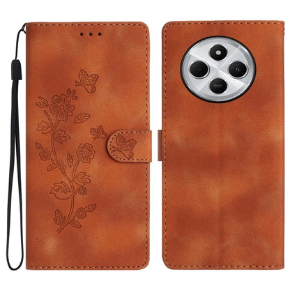 For Xiaomi Redmi 14C 4G Case Leather Imprinted Flower Phone Cover Wallet with Wrist Strap