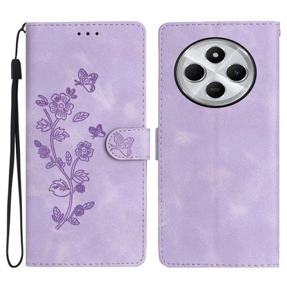 For Xiaomi Redmi 14C 4G Case Leather Imprinted Flower Phone Cover Wallet with Wrist Strap