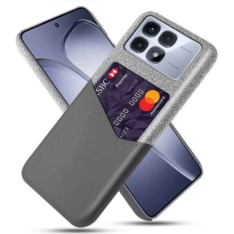 For Xiaomi Redmi K70 Ultra Case Cloth Texture PU Leather Hard PC Card Slot Phone Cover