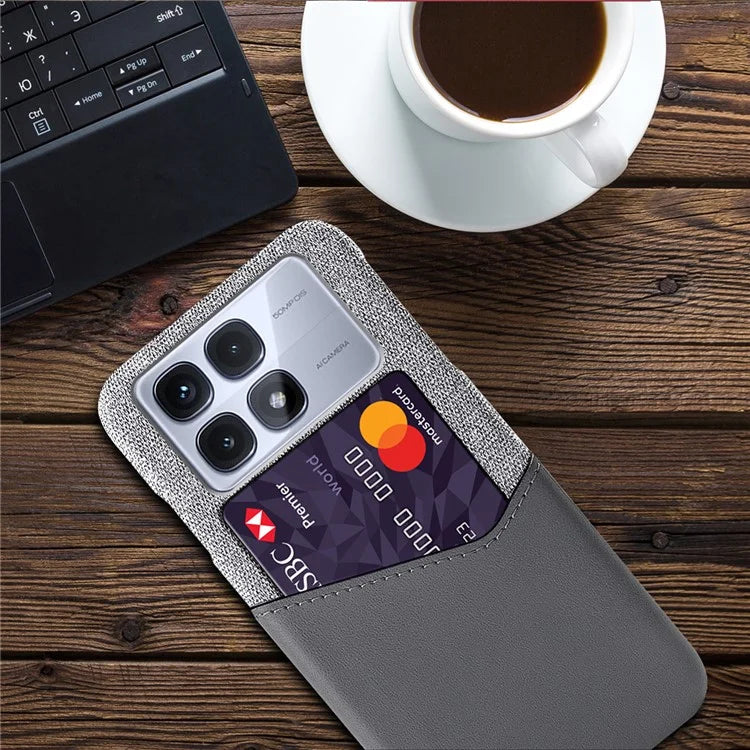For Xiaomi Redmi K70 Ultra Case Cloth Texture PU Leather Hard PC Card Slot Phone Cover