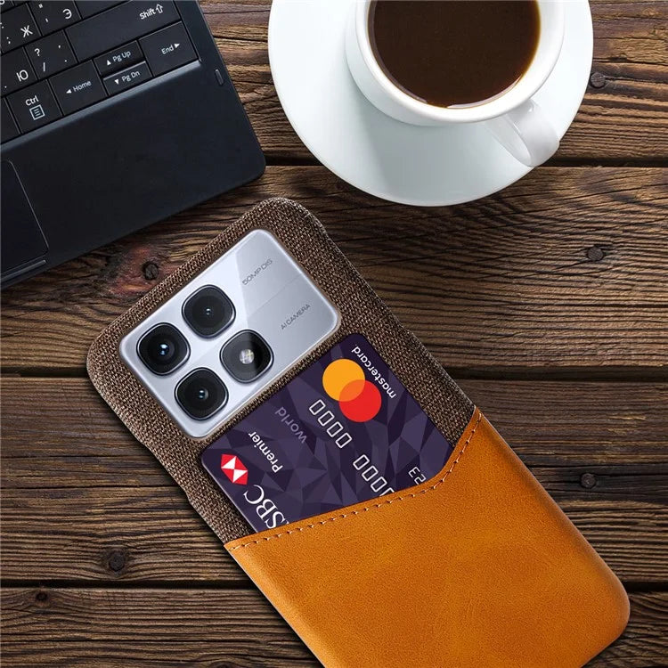 For Xiaomi Redmi K70 Ultra Case Cloth Texture PU Leather Hard PC Card Slot Phone Cover