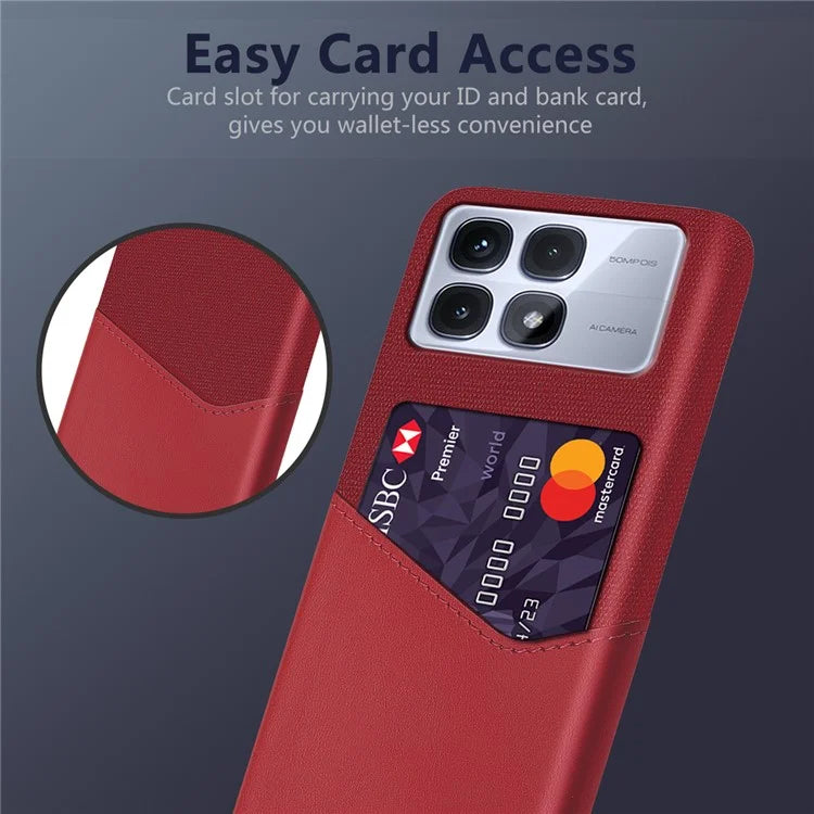 For Xiaomi Redmi K70 Ultra Case Cloth Texture PU Leather Hard PC Card Slot Phone Cover