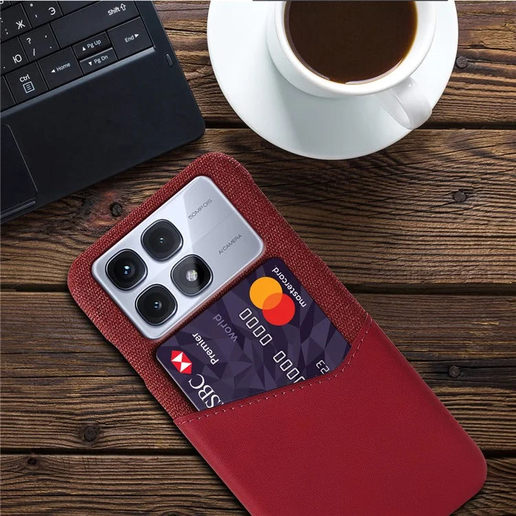 For Xiaomi Redmi K70 Ultra Case Cloth Texture PU Leather Hard PC Card Slot Phone Cover