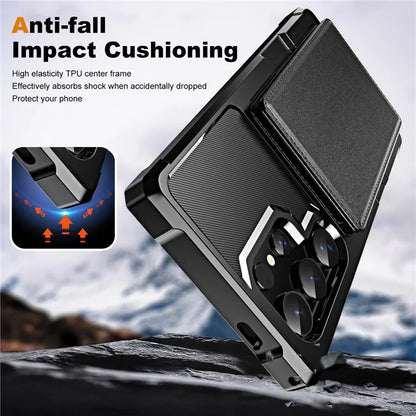 For Samsung Galaxy S24 Ultra Case Card Slot Kickstand Leather+TPU Reinforced Corner Phone Cover