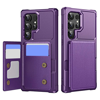 For Samsung Galaxy S24 Ultra Case Card Slot Kickstand Leather+TPU Reinforced Corner Phone Cover