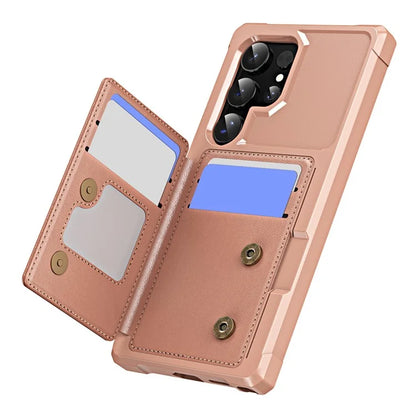 For Samsung Galaxy S24 Ultra Case Card Slot Kickstand Leather+TPU Reinforced Corner Phone Cover