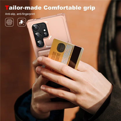 For Samsung Galaxy S24 Ultra Case Card Slot Kickstand Leather+TPU Reinforced Corner Phone Cover