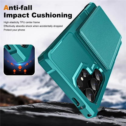 For Samsung Galaxy S24 Ultra Case Card Slot Kickstand Leather+TPU Reinforced Corner Phone Cover