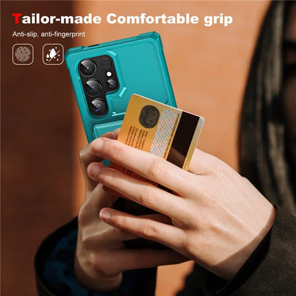 For Samsung Galaxy S24 Ultra Case Card Slot Kickstand Leather+TPU Reinforced Corner Phone Cover