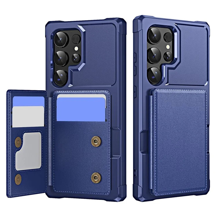 For Samsung Galaxy S24 Ultra Case Card Slot Kickstand Leather+TPU Reinforced Corner Phone Cover