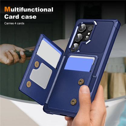For Samsung Galaxy S24 Ultra Case Card Slot Kickstand Leather+TPU Reinforced Corner Phone Cover