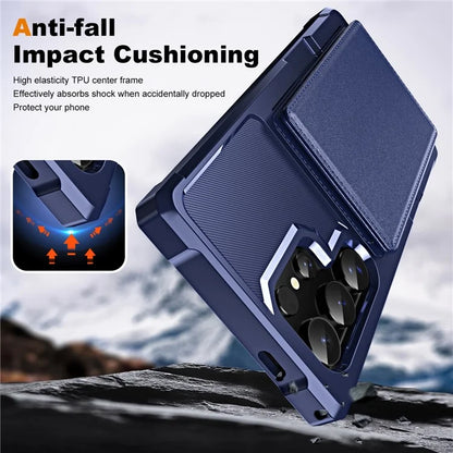 For Samsung Galaxy S24 Ultra Case Card Slot Kickstand Leather+TPU Reinforced Corner Phone Cover