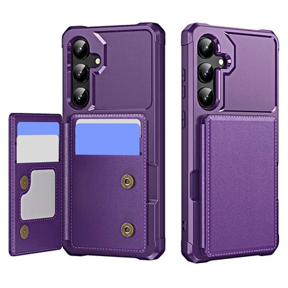 For Samsung Galaxy S24+ Case Card Slot Kickstand Leather+TPU Reinforced Corner Phone Cover