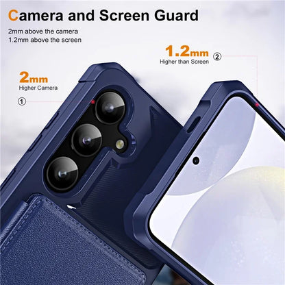 For Samsung Galaxy S24+ Case Card Slot Kickstand Leather+TPU Reinforced Corner Phone Cover