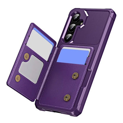 For Samsung Galaxy S24 Case Card Slot Kickstand Leather+TPU Reinforced Corner Phone Cover