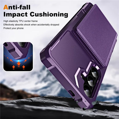 For Samsung Galaxy S24 Case Card Slot Kickstand Leather+TPU Reinforced Corner Phone Cover
