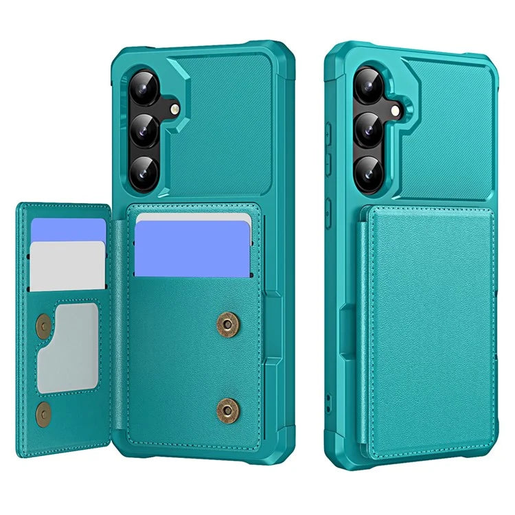 For Samsung Galaxy S24 Case Card Slot Kickstand Leather+TPU Reinforced Corner Phone Cover