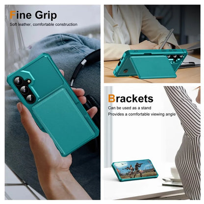 For Samsung Galaxy S24 Case Card Slot Kickstand Leather+TPU Reinforced Corner Phone Cover