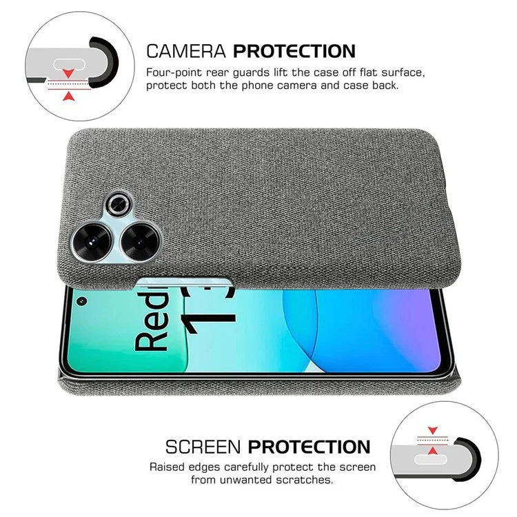 For Xiaomi Redmi 13 4G Case Cloth Texture Anti-Scratch Protective PC Phone Cover