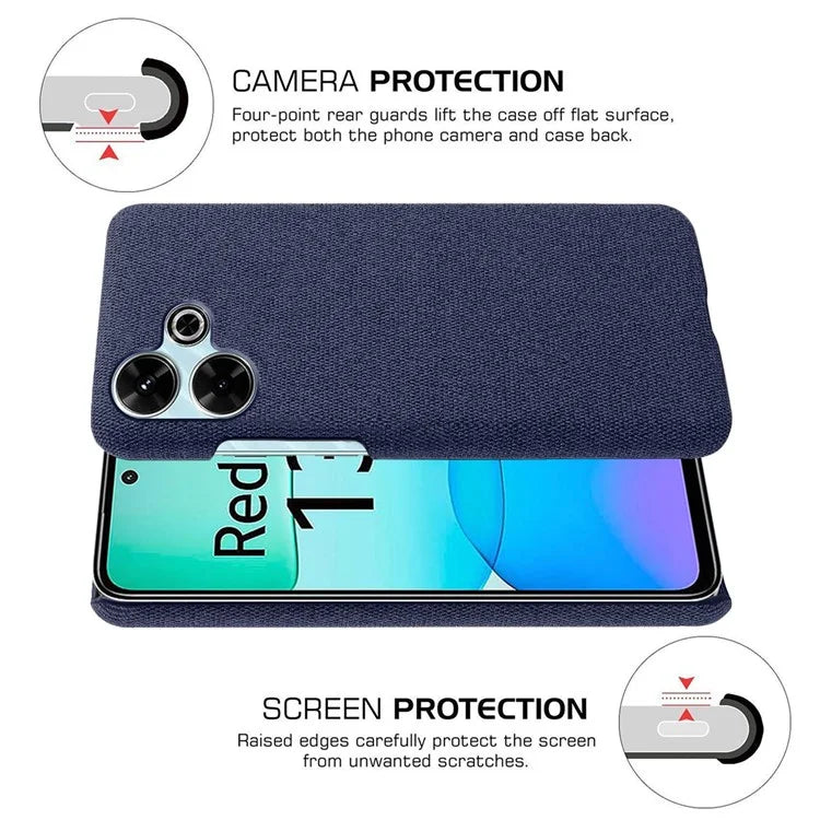 For Xiaomi Redmi 13 4G Case Cloth Texture Anti-Scratch Protective PC Phone Cover