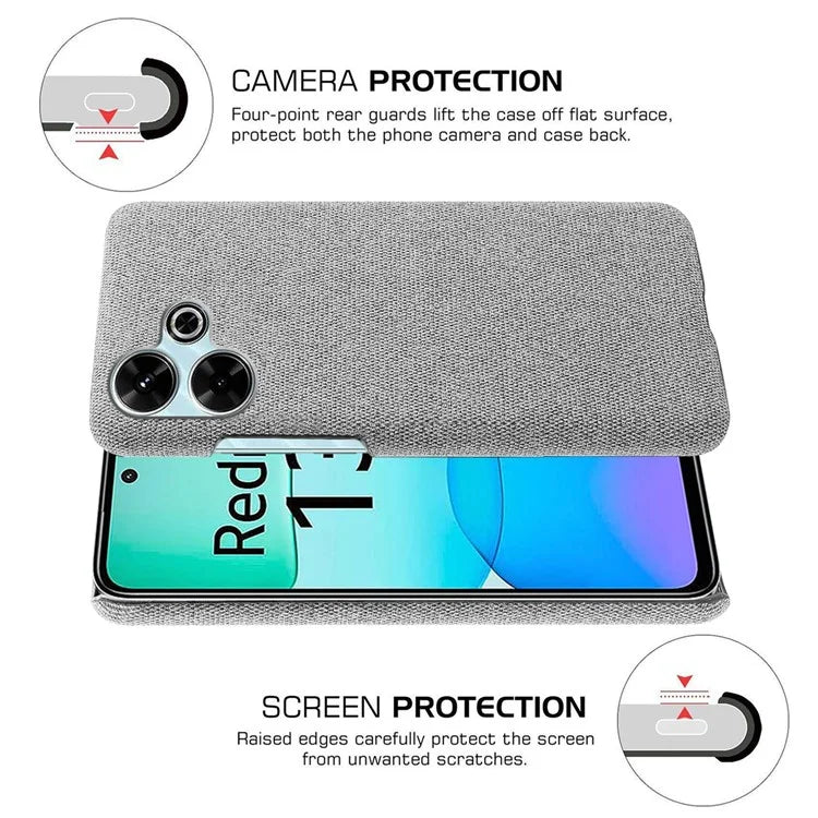 For Xiaomi Redmi 13 4G Case Cloth Texture Anti-Scratch Protective PC Phone Cover