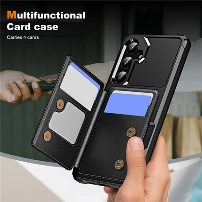 For Samsung Galaxy A55 5G Case Card Slot Kickstand Leather+TPU Reinforced Corner Phone Cover
