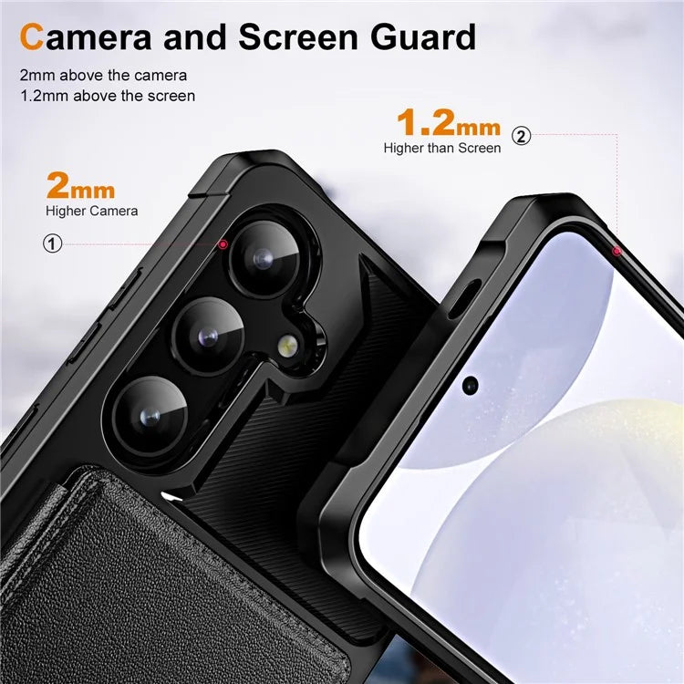For Samsung Galaxy A55 5G Case Card Slot Kickstand Leather+TPU Reinforced Corner Phone Cover