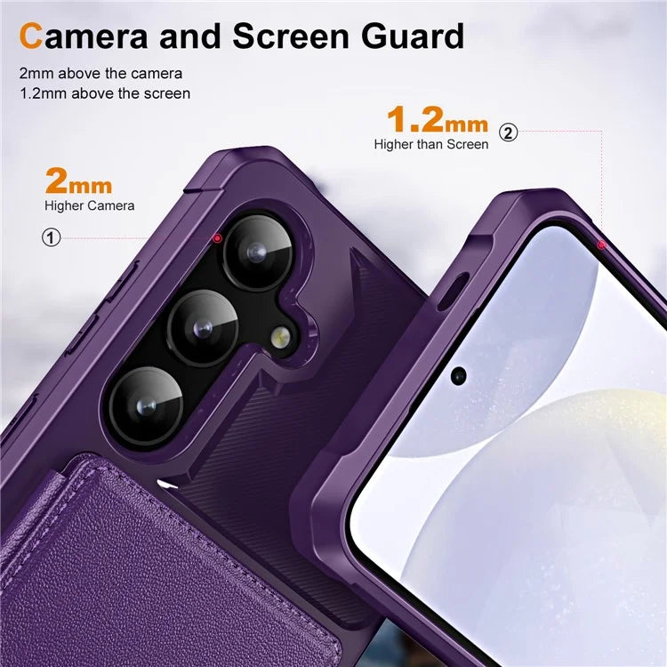 For Samsung Galaxy A55 5G Case Card Slot Kickstand Leather+TPU Reinforced Corner Phone Cover