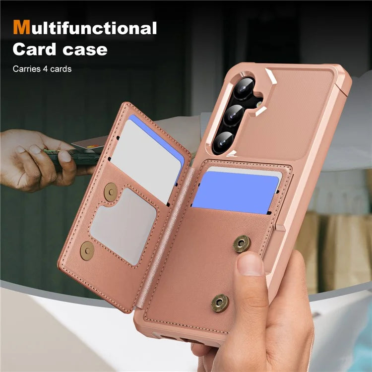 For Samsung Galaxy A55 5G Case Card Slot Kickstand Leather+TPU Reinforced Corner Phone Cover