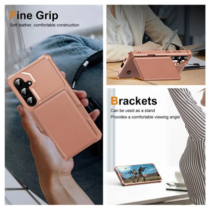 For Samsung Galaxy A55 5G Case Card Slot Kickstand Leather+TPU Reinforced Corner Phone Cover