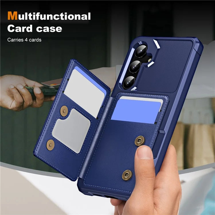 For Samsung Galaxy A55 5G Case Card Slot Kickstand Leather+TPU Reinforced Corner Phone Cover