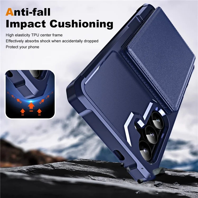 For Samsung Galaxy A55 5G Case Card Slot Kickstand Leather+TPU Reinforced Corner Phone Cover