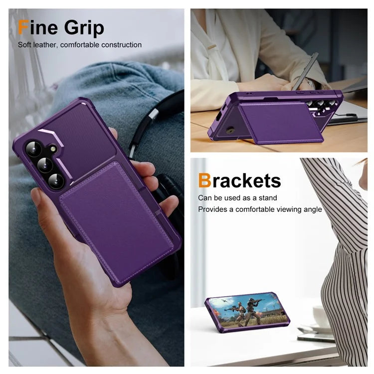 For Samsung Galaxy A35 5G Case Card Slot Kickstand Leather+TPU Reinforced Corner Phone Cover
