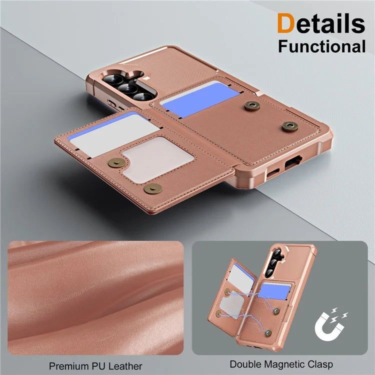 For Samsung Galaxy A35 5G Case Card Slot Kickstand Leather+TPU Reinforced Corner Phone Cover