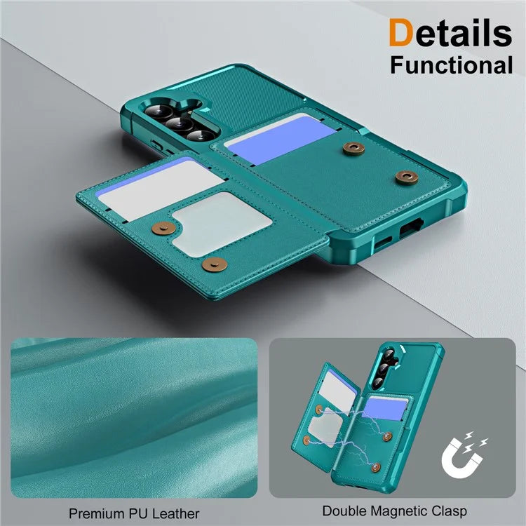 For Samsung Galaxy A35 5G Case Card Slot Kickstand Leather+TPU Reinforced Corner Phone Cover