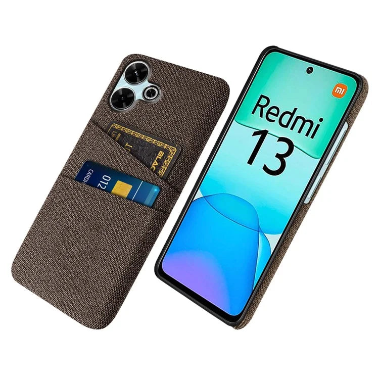 For Xiaomi Redmi 13 4G Case Cloth + Hard PC Phone Cover with Dual Card Slots